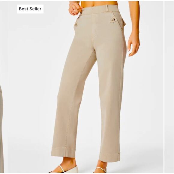 SPANX Pants - SPANX Stretch Twill Pull-On Cropped Pant Khakis Wide Leg